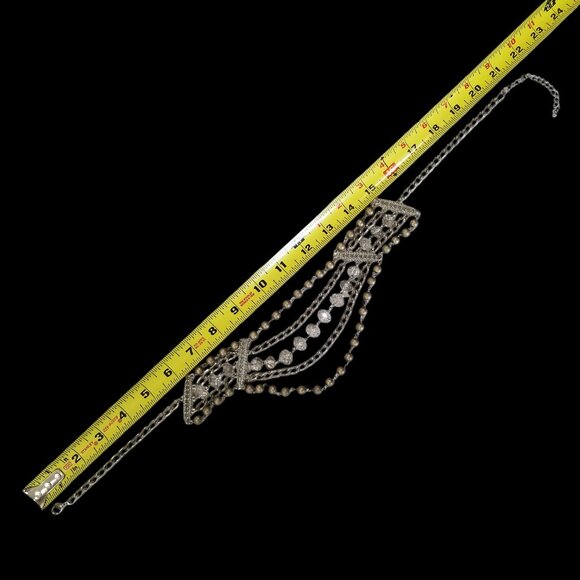 Sparkly Choker Necklace 5 Strands of Crystals, Beads and Chains - Picture 4 of 10